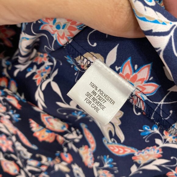 Dana Buchman size XXL Navy Multi Color Floral Short Sleeve Button Down Comfy - Picture 9 of 10